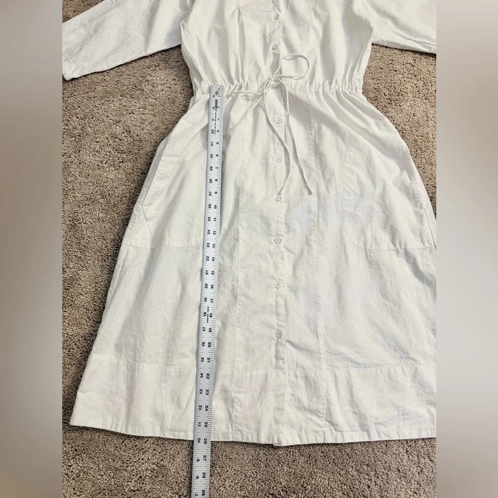 GAP MIDI Dress Women size Small White Long Sleeve Button Aline Drawstring Dress - Picture 3 of 12